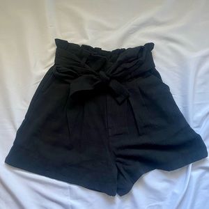 Good Luck Gem Black High-Waisted Paperbag Shorts. XS